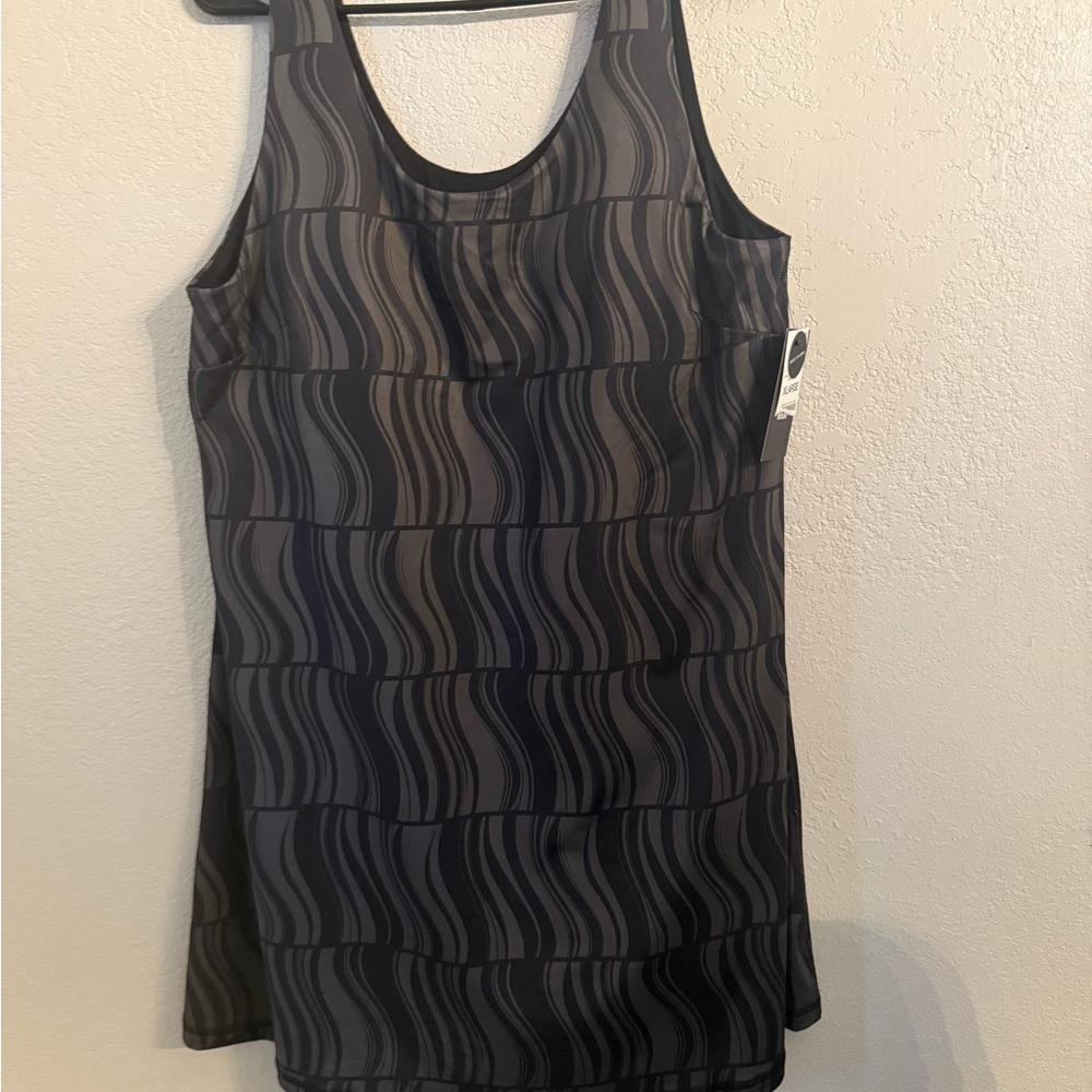 Ideology Black and Gray Wave Pattern Dress